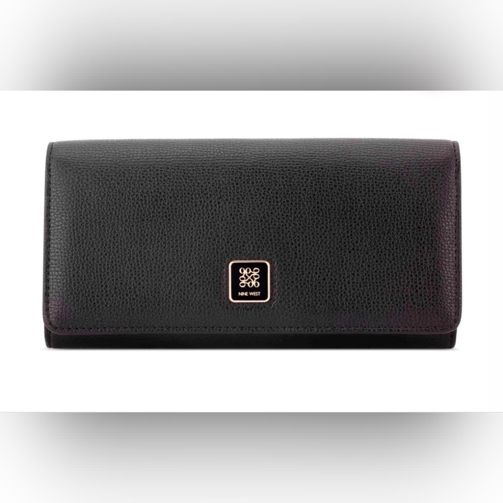 Nine West Dorsey Phone Clutch Wallet 8" x 2" x 4" Black & Gold NEW MSRP $49‎